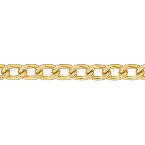Chain 1pkg1 curb, 5mm, aluminum / anodized gold 25 foot unfinished