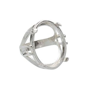 Ring, sterling silver, 25x18mm 4-prong oval setting, size 7. Sold individually.