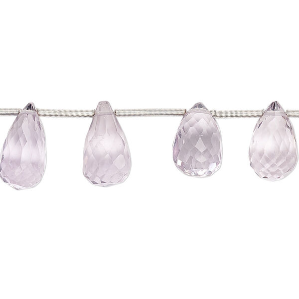 Bead, lavender amethyst (natural), 10x7mm-14x8mm hand-cut top-drilled faceted teardrop with 0.4-1.4mm hole, B grade, Mohs hardness 7. Sold per pkg of 16. image number 0