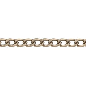 Chain 1pkg1 curb, 4mm, aluminum / anodized bronze 25 foot unfinished