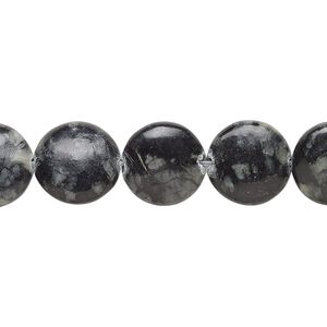 Picasso serpentine 1pkg1, puffed flat round bead natural 15 inch 12mm