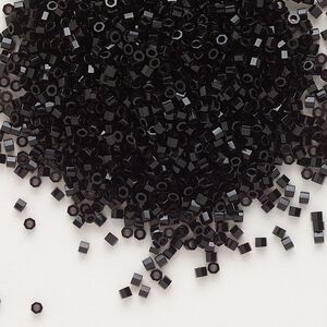Seed bead, Delica®, glass, pkg/250g, #11 cut, opaque black (DBC-0010).