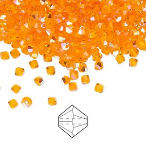 Bead 144pk sun AB, Preciosa Czech crystal 3mm bicone