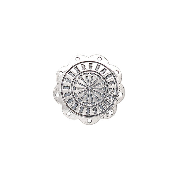 Drop, antiqued sterling silver, pkg/1, 17mm single-sided domed disc. image number 0