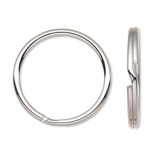 Split ring, imitation nickel-finished steel, 28mm round with 24mm inside diameter. Sold per pkg of 100.
