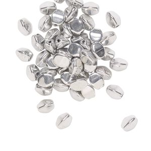 Bead, Preciosa, Czech pressed glass, opaque silver, 5x4mm buckwheat. Sold per pkg of 50.