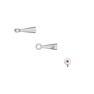 Crimp, Screw-Tite Crimps™, silver-plated brass, 8x3mm cone, for wire up to 0.024 inches. Sold per pkg of 10.