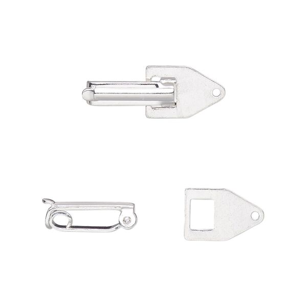 Clasp fold-over 1pkg10 silver-plated, 22x7.5mm, copper 1-strand image number 0
