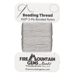 Thread, nylon, grey, size AA. Sold per 50-yard card.