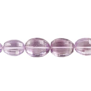 Lavender amethyst 1pkg10, hand-cut faceted oval bead natural 10x7mm-13x9mm