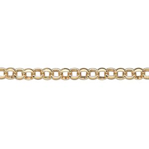 Chain 1pkg1 14Kt gold-filled rolo, 4mm, 5 foot unfinished