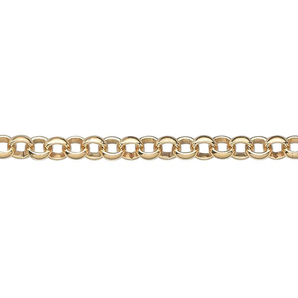 Chain, 14Kt gold-filled, 4mm rolo. Sold per pkg of 5 feet. image number 0