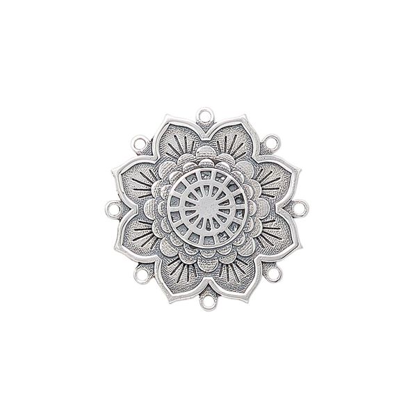 Drop, antiqued sterling silver, pkg/1, 21mm single-sided domed round. image number 0
