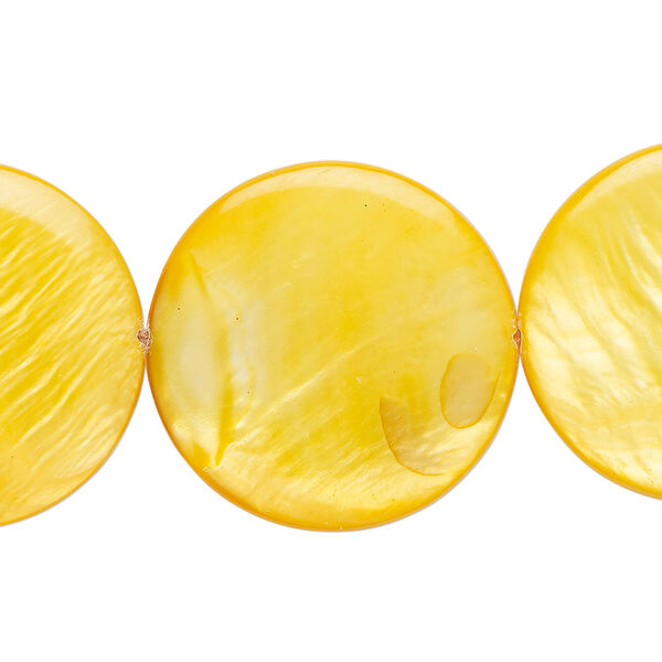 Mother-of-pearl shell 1pkg1, puffed flat round bead 15 inch mango 24-25mm image number 0
