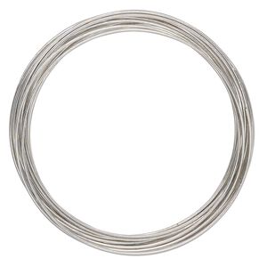 Memory wire, imitation rhodium-plated high carbon steel, 1-3/4 inch bracelet, 0.7mm thick. Sold per pkg of 12 loops.