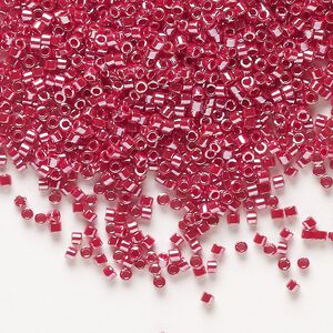 Seed bead, Delica®, glass, pkg/50g, #11 round, opaque luster cadillac red (DB-1564).