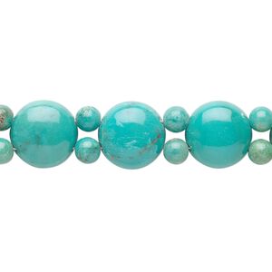 Turquoise 1pkg1, domed flat round bead 6.5 inch 11mm / 5mm