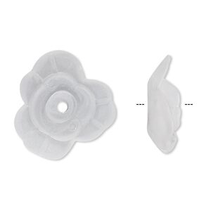 Component, acrylic, frosted clear, 21x8mm flower. Sold per pkg of 50.