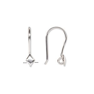 Ear wire fishhook 1pkg6 sterling silver, 19mm diamond / open loop, 18-20 gauge 3 pair