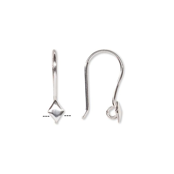 Ear wire fishhook 1pkg6 sterling silver, 19mm diamond / open loop, 18-20 gauge 3 pair image number 0