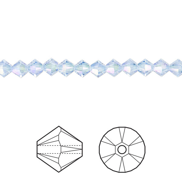 Bead 144pk light sapphire shimmer 2X, Crystal Passions® 4mm bicone 5328 image number 0