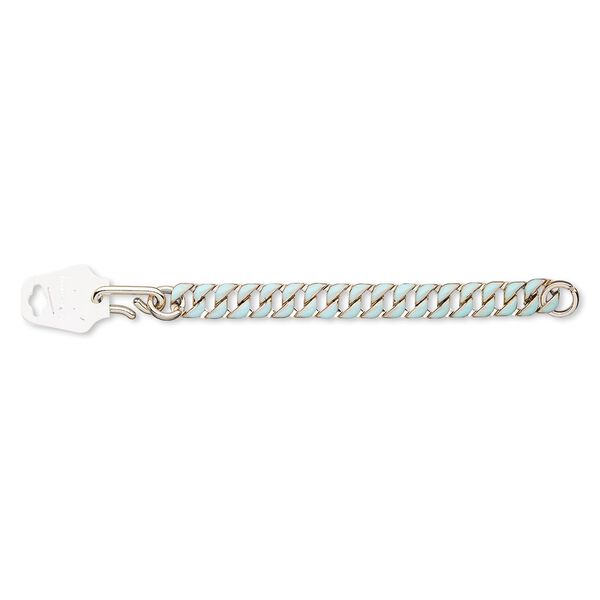 Bracelet, acrylic / enamel / plastic, turquoise blue and rose gold color, 17mm wide, 7 inches with hook-and-eye clasp. Sold individually. image number 0
