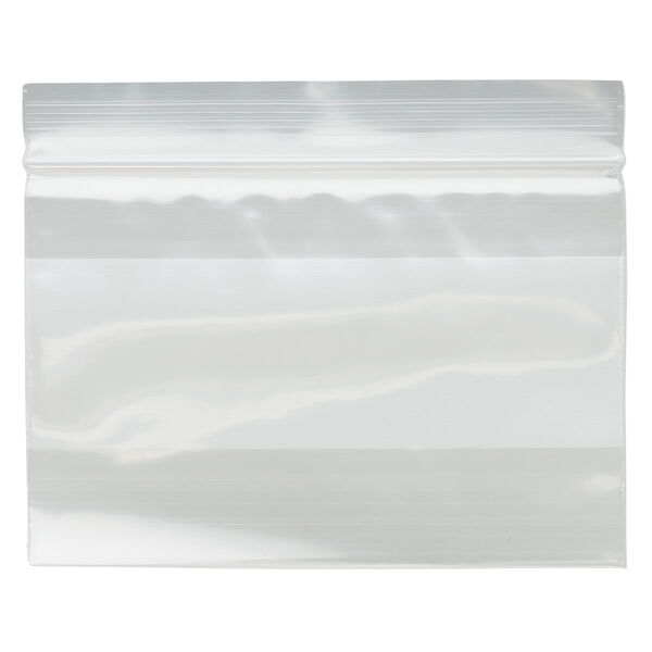 Bag, Tite-Lip™, plastic, clear and white, 3x2-inch side zip with block. Sold per pkg of 100. image number 1