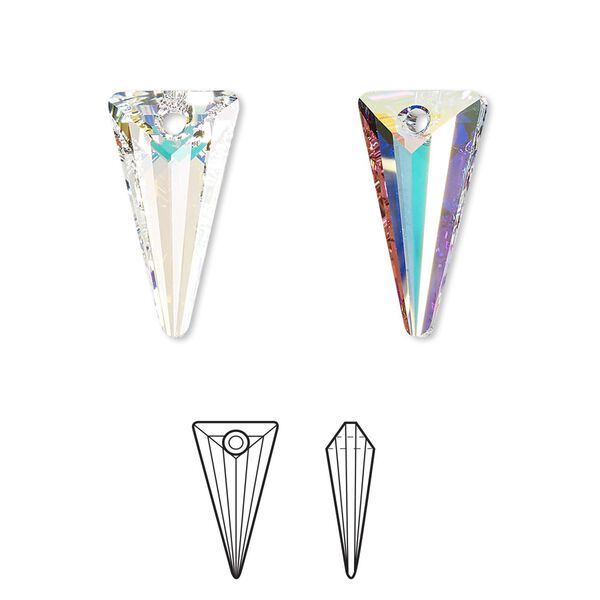 Drop 1pk crystal AB, Crystal Passions® 18x10mm pendant spike 6480 image number 0