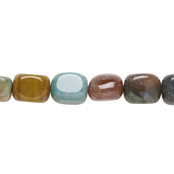 Bead, fancy jasper (natural), medium tumbled pebble, Mohs hardness 6-1/2 to 7. Sold per 15-1/2" to 16" strand. image number 0