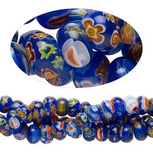 Bead mix, millefiori glass, opaque to transparent multicolored, 10x7mm rondelle with 0.6-0.8mm hole. Sold per pkg of (3) 15-inch strands.