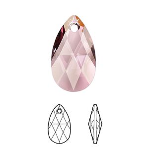 Drop 1pk crystal antique pink, Crystal Passions® 22x13mm pendant pear 6106