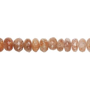Sunstone 1pkg1, hand-cut faceted rondelle bead natural 8 inch 6x3mm-7x5mm