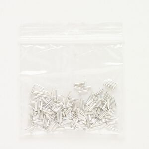 Bead, silver-plated brass, 6x1.5mm round tube. Sold per 5-gram pkg, approximately 175 beads.