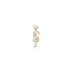 Charm, 14Kt gold-filled, 11x5mm single-sided seahorse. Sold per pkg of 2.