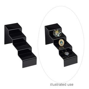 Display, acrylic, black, 4 x 2-1/2 x 8-inch curved step ramp. Sold per pkg of 2.