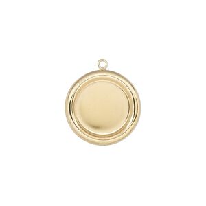 Drop, 14Kt gold-filled, 16mm single-sided round with 12mm round setting. Sold individually.