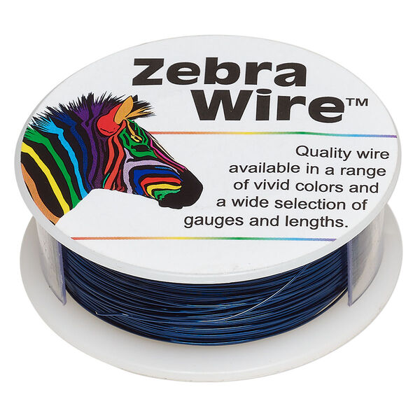 Wire, Zebra Wire™, color-coated copper, sapphire blue, round, 26 gauge. Sold per 1/4 pound spool, approximately 115 yards. image number 0