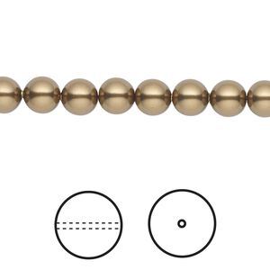 Pearl 500pk antique brass, Swarovski® 6mm round 5810