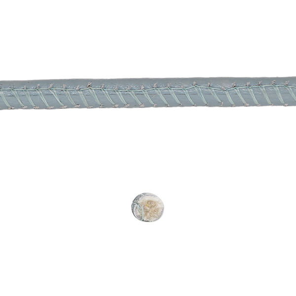 Cord, leather and cotton (dyed), grey, 4mm zigzag-stitched round. Sold per 1-yard section. image number 0