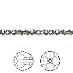 Bead 720pk crystal silver night, Swarovski® 4mm round 5000
