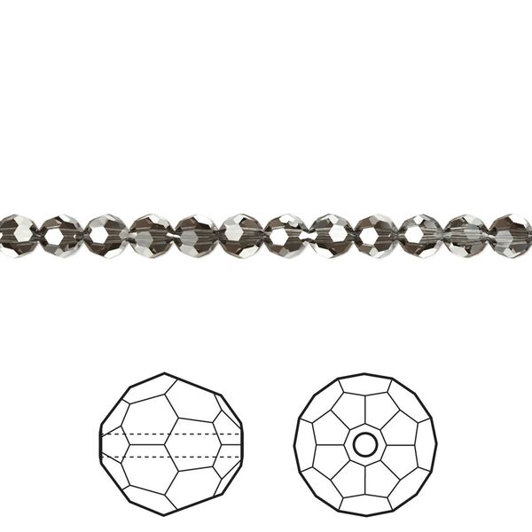 Bead 720pk crystal silver night, Swarovski® 4mm round 5000 image number 0