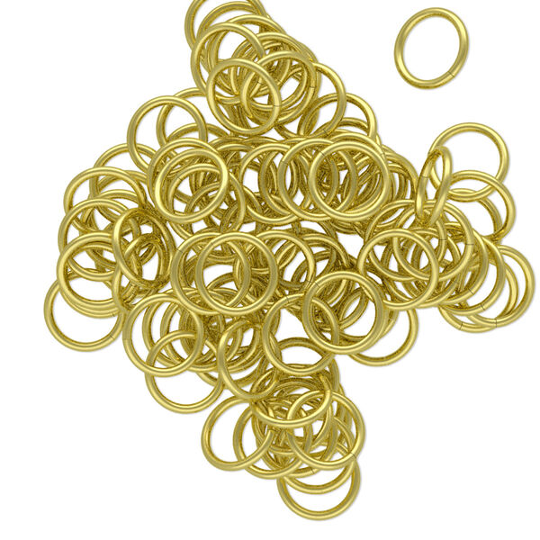 Jump ring, brass, 7mm round, 5.5mm inside diameter, 20 gauge. Sold per pkg of 100. image number 0