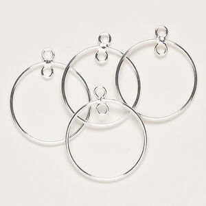 Drop 1pkg4, silver-finished brass, 21mm open round.