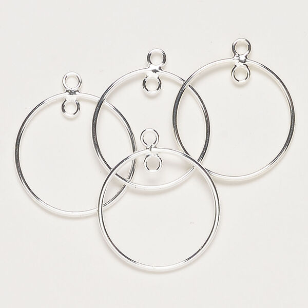 Drop 1pkg4, silver-finished brass, 21mm open round. image number 0