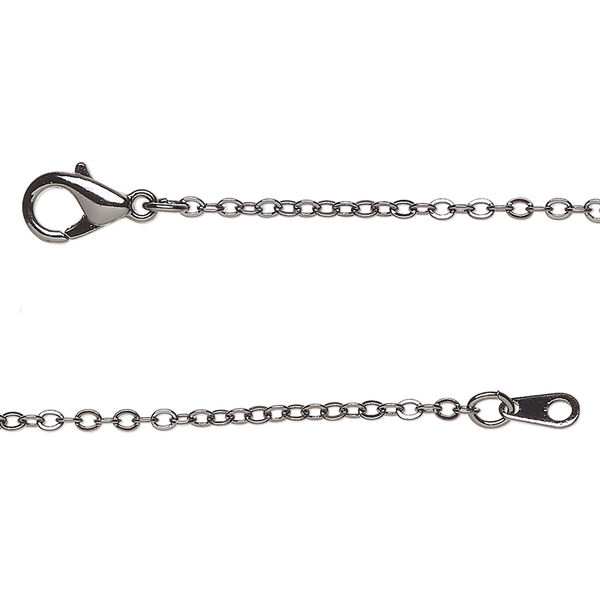 Chain, black-finished steel, 1.3mm cable, 20 inches with springring clasp. Sold individually. image number 0