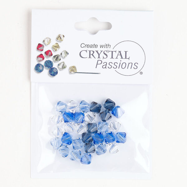 Bead mix 1pkg30 crystal / denim / sapphire Crystal Passions® 6mm bicone image number 0