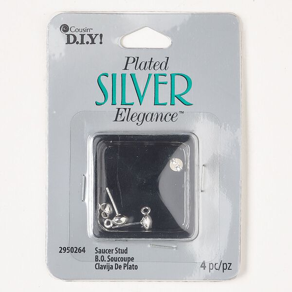 Brass 1pkg2, saucer earstud / open loop / earnuts silver-plated 9mm image number 0