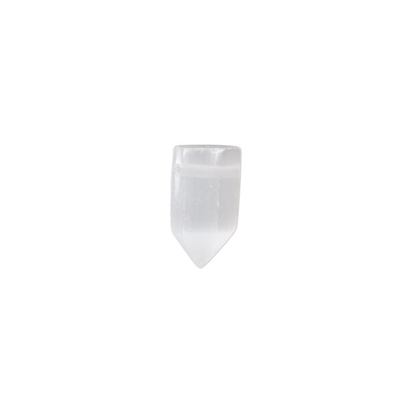 Bead, selenite (waxed), 11x5mm-12x6mm hand-cut top-drilled faceted point, B grade, Mohs hardness 2 to 2-1/2. Sold individually. image number 0