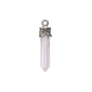 Rose quartz / sterling silver 1pkg1, hand-cut point drop 20x3mm-26x4mm