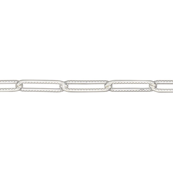 Chain, sterling silver, 3.9mm textured paperclip. Sold per pkg of 5 feet. image number 0